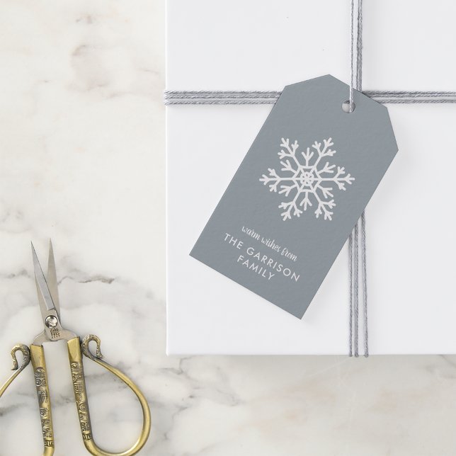 Dusty Blue Winter Snowflake Holiday Gift Tags (Creator Uploaded)