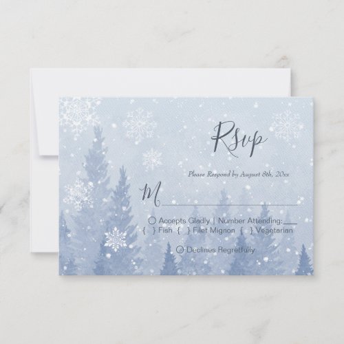 Dusty Blue Winter Watercolor RSVP Card