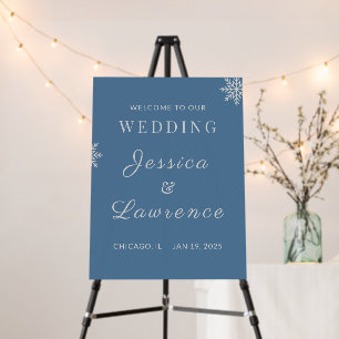 Dusty Blue Winter Wedding Welcome Sign