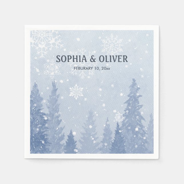 Dusty Blue Winter Wonderland Napkins (Front)