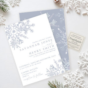 Dusty Blue Winter Wonderland Snowflake Wedding Invitation