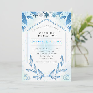 Dusty Blue Winter Wonderland Wedding Invitation