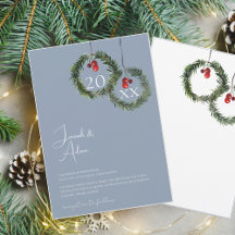 Dusty Blue Winter Wreath Festive Wedding