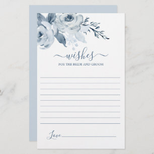 Dusty Blue Wishes for the Bride card