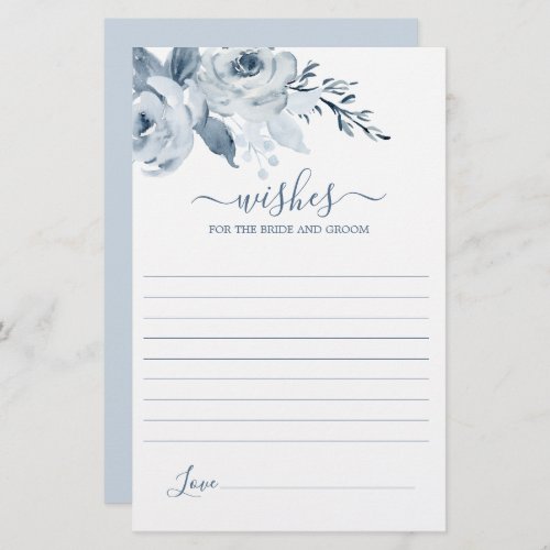 Dusty Blue Wishes for the Bride card