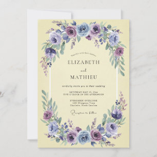 Dusty Blue Wisteria Floral Wedding Invitation