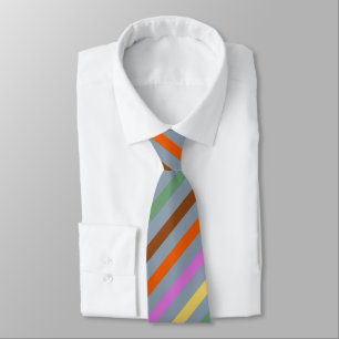 Dusty Blue with Brown Green Yellow Purple Orange Neck Tie