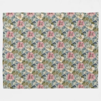 Dusty Blue with Mauve and White Flowers