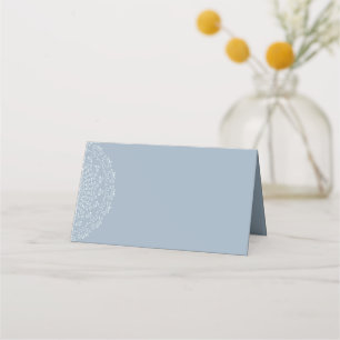 Dusty Blue with White mandala Blank Place Cards