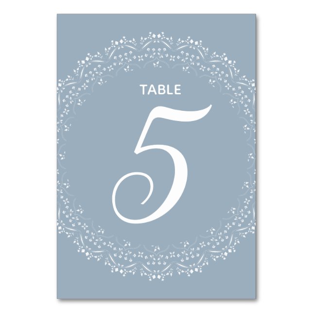 Dusty Blue with white mandala Table Card (Front)