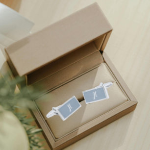 Dusty Blue with White Stylized Initials Cufflinks