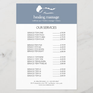 DUSTY BLUE WOMAN STONE MASSAGE  Wellness Day Spa Flyer