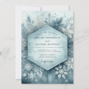 Dusty Blue Woodland Bloom Wedding Invitation