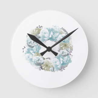 Dusty Blue Wreath Flower Clock