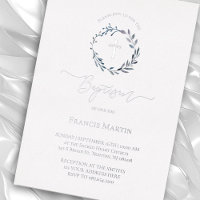 dusty blue wreath greenery Baptism silver