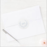 Dusty Blue Wreath Monogram Elegant Wedding Classic Round Sticker<br><div class="desc">Elegant wedding stickers featuring a clean and timeless design with your monogram inside of a wreath crest.  These stickers are great as envelope seals or for wedding favors.</div>
