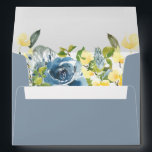 Dusty Blue Yellow Botanical Floral Return Address Envelope<br><div class="desc">Dusty blue and yellow watercolor botanical floral lined envelope with return address on back flap. Customize text,  font style,  color and size.</div>