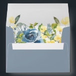 Dusty Blue Yellow Botanical Floral Return Address Envelope<br><div class="desc">Dusty blue and yellow watercolor botanical floral lined envelope with return address on back flap. Customize text,  font style,  color and size.</div>
