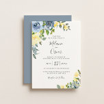 Dusty Blue & Yellow Botanical Floral Wedding Invitation<br><div class="desc">Watercolor garden flowers in chic and trendy dusty blue and yellow with soft green botanical branches,  wedding invitation. Back of card features solid coordinating dusty blue color. Customize text,  font style,  color and size.</div>
