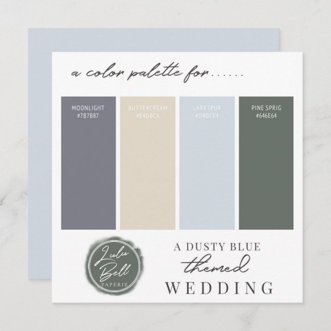 Dusty Blue Yellow & Green Color Palette Card (Front/Back)