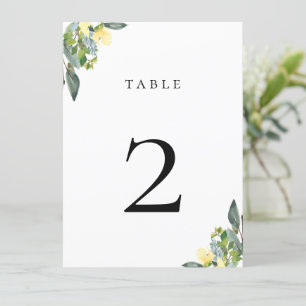 Dusty Blue Yellow Table Number Card