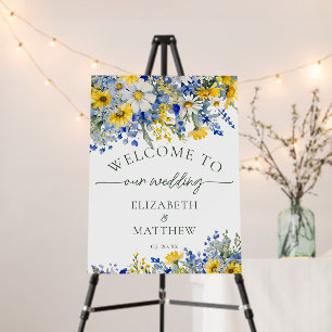 Dusty Blue & Yellow Watercolor Wildflower Welcome Foam Board