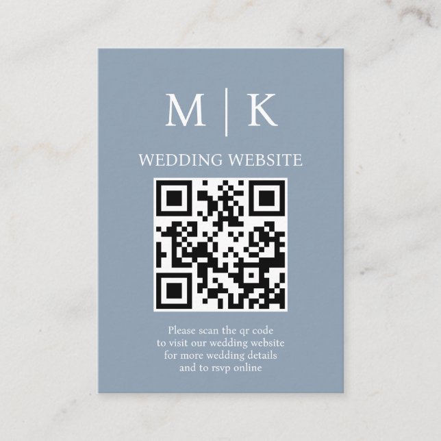  Dusty BlueQR Code Wedding Enclosure Card (Front)