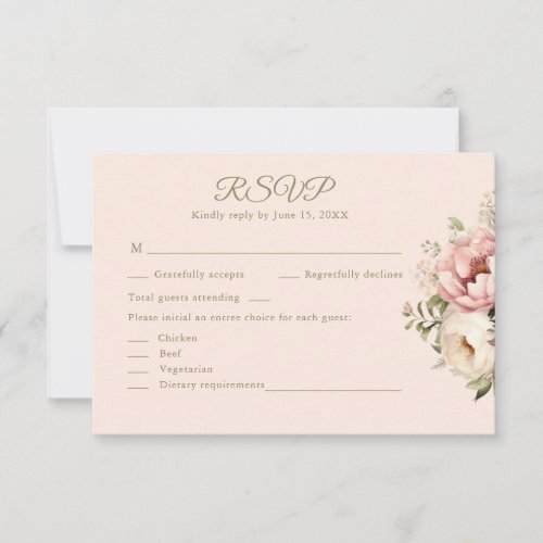 Dusty Blush Floral Wedding RSVP Card