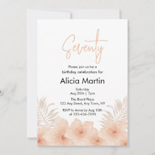 Dusty Blush Flower Palm Leaf Boho Birthday Invitation