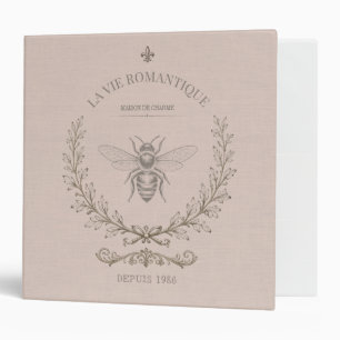 Dusty Blush Honey Bee Vintage French Country 3 Ring Binder