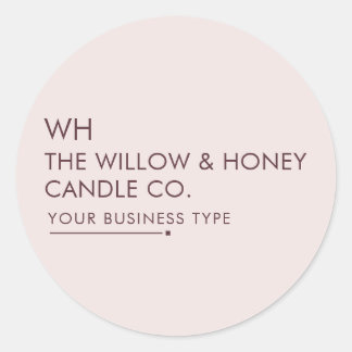 Dusty Blush Minimalist Small Business Brand Logo Classic Round Sticker