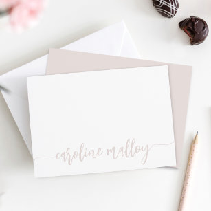 Dusty Blush   Modern Scripted Name Personalized Note Card