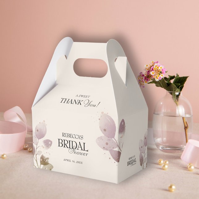 Dusty Blush Pink Floral Thank You Bridal Shower Favor Boxes (Creator Uploaded)