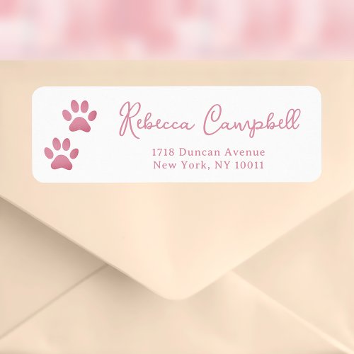 Dusty Blush Pink Paw Print Return Address Labels