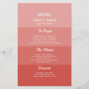 Dusty blush pink Stylish Elegant wedding menu