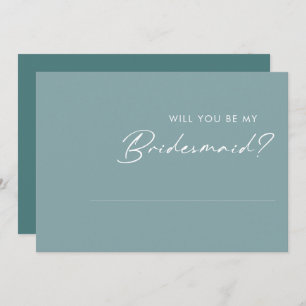 Dusty Boho Blue and Green Bridesmaid Proposal Card