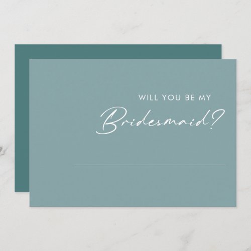 Dusty Boho Blue and Green Bridesmaid Proposal Card