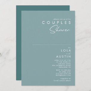 Dusty Boho   Blue and Green Couples Shower Invitation