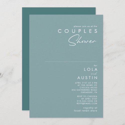 Dusty Boho  Blue and Green Couples Shower Invitation