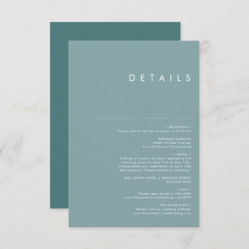 Dusty Boho  Blue and Green Details Enclosure Card