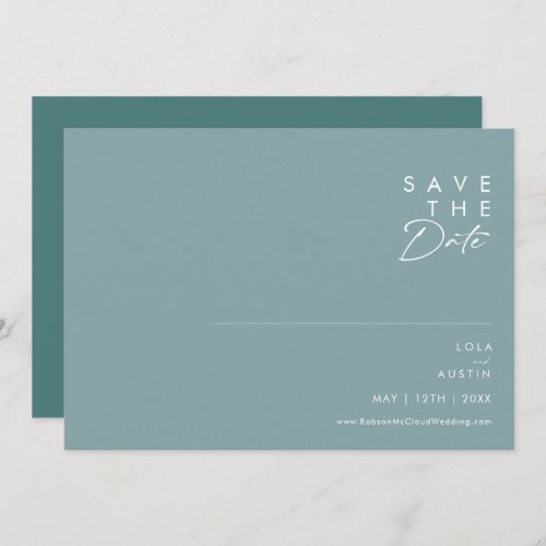 Dusty Boho  Blue and Green Horizontal Save The Date