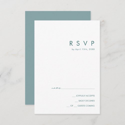 Dusty Boho  Blue and Green RSVP Card