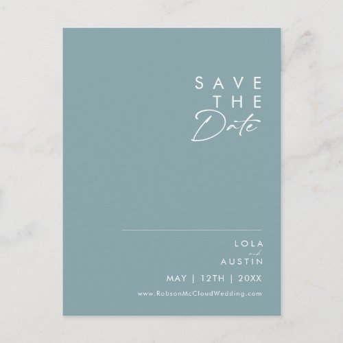 Dusty Boho  Blue and Green Save the Date  Invitation Postcard