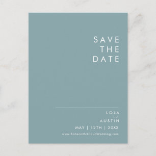 Dusty Boho    Blue and Green Save The Date Invitation Postcard