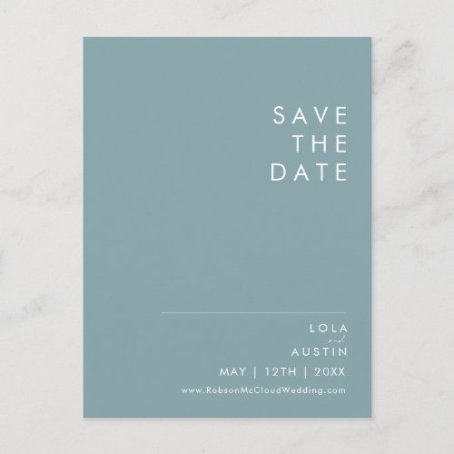 Dusty Boho   Blue and Green Save The Date Invitation Postcard
