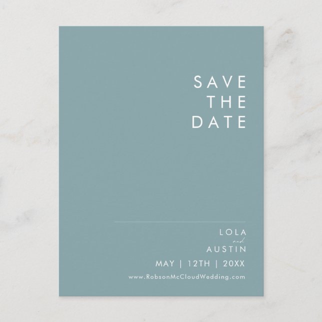 Dusty Boho |  Blue and Green Save The Date Invitation Postcard (Front)