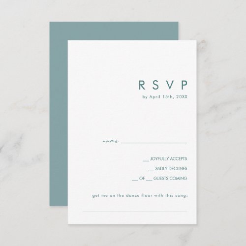Dusty Boho  Blue and Green Song Request RSVP Card