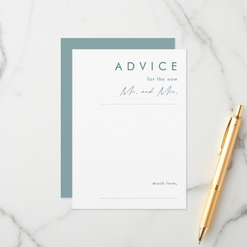 Dusty Boho  Blue and Green Wedding Advice Card