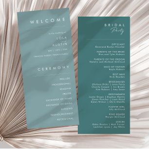 Dusty Boho Blue and Green Wedding Program