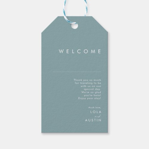 Dusty Boho  Blue and Green Wedding Welcome Gift Tags